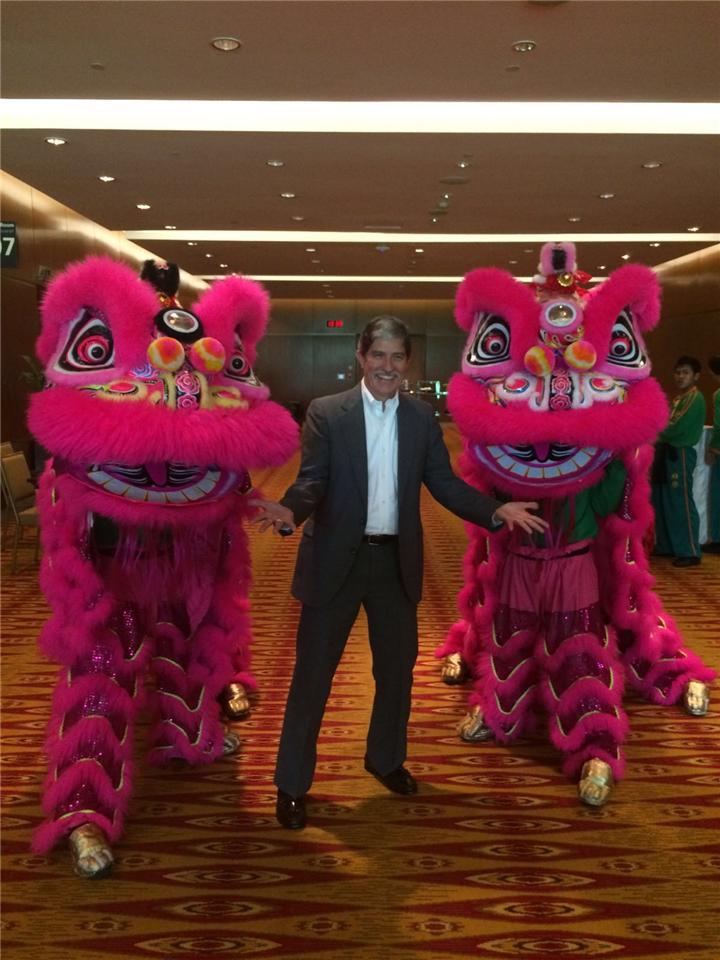 Dave Cantrell with the lunar new year lions